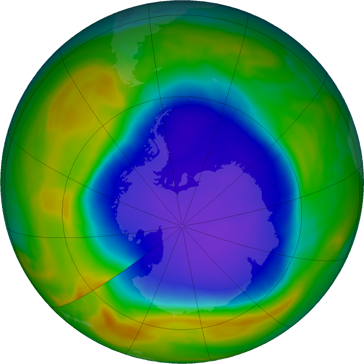 Antarctic ozone map for 03 November 2018